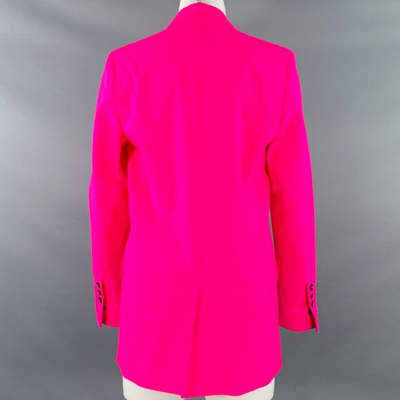 MSGM Size 2 Pink Wool Blend Peak Lapel Single Button Jacket Blazer - Picture 3 of 11